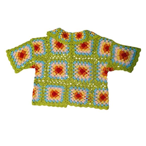 Nasty Gal Premium Crochet Square Patterned Oversized Shirt Size S - Picture 3 of 5